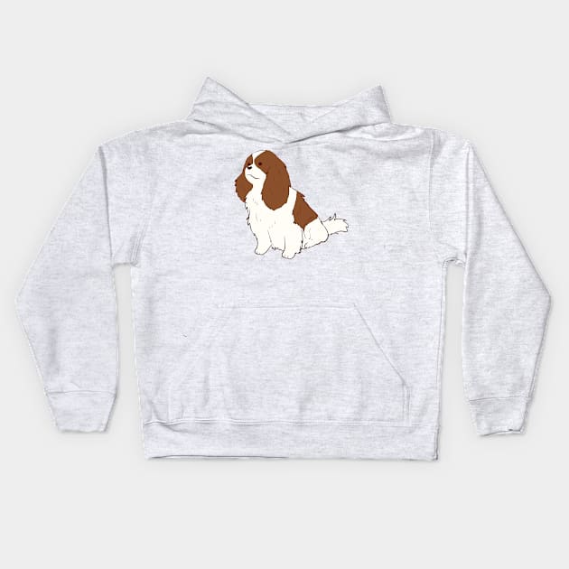 King charles spaniel dog sitting Kids Hoodie by Mayarart